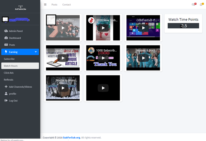 SubForSub Watch Hours Feature Screenshot